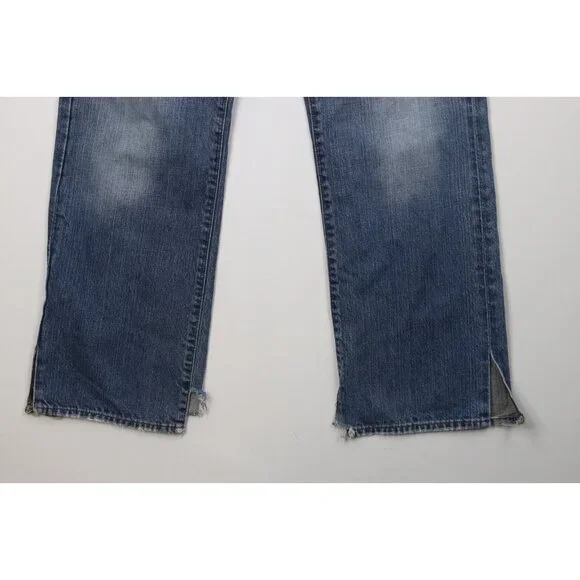 Vintage Y2K Lucky Brand Mens 32x32 Distressed Flared Wide Leg Denim Jeans Blue